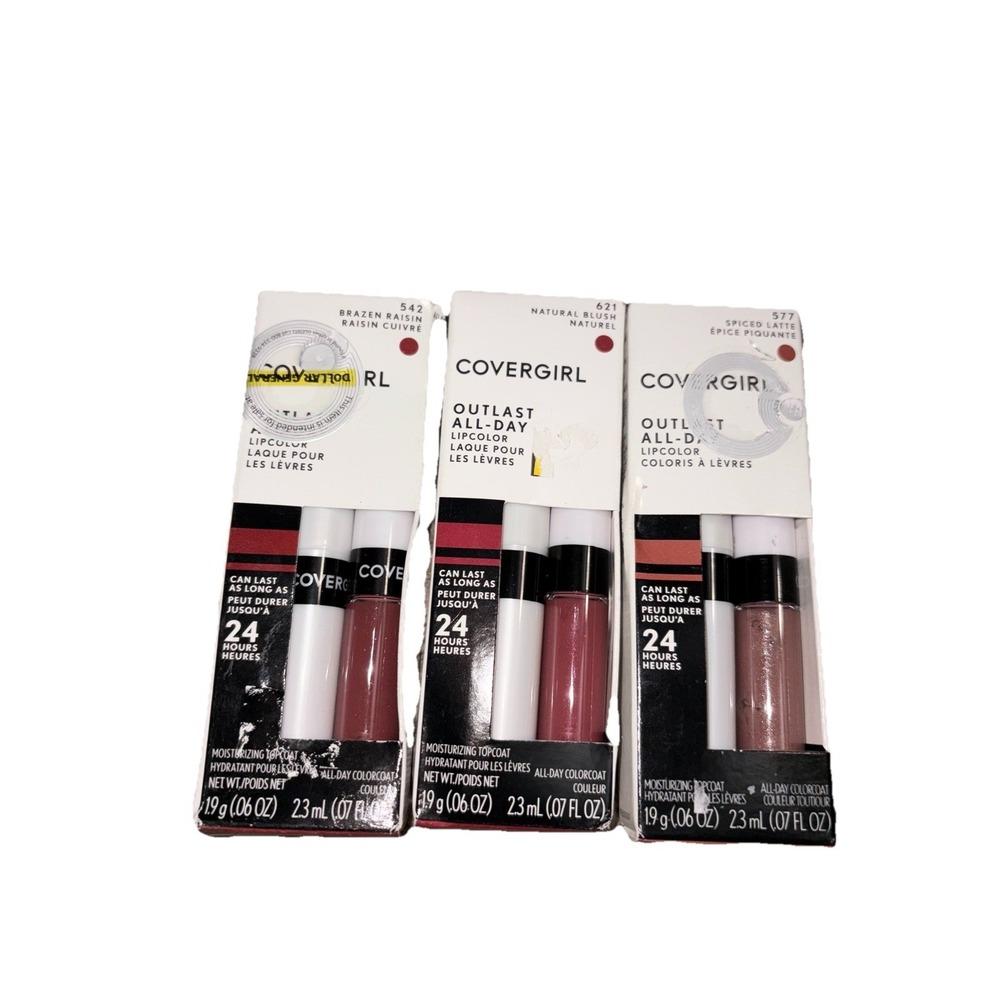 Covergirl‎ Outlast All-Day Lip Color Blush Mauve 550 Spiced Latte 577 Raisin 542